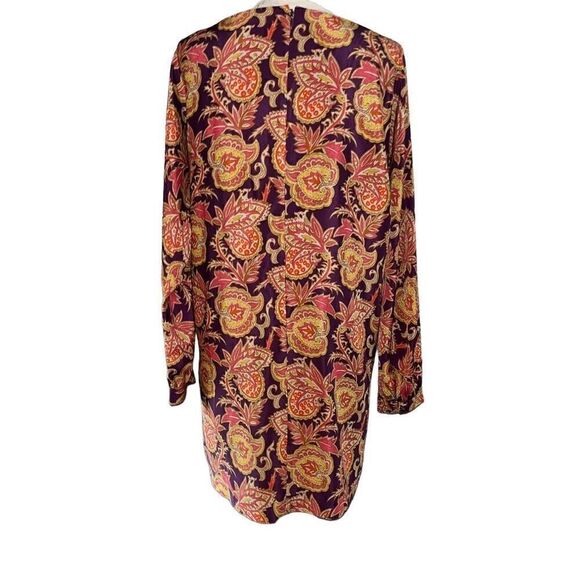 LOFT burgundy gold & orange dress small - Picture 2 of 6